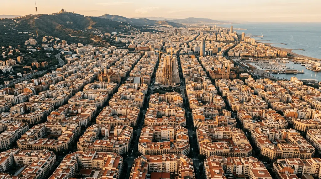 Establishing scene of Barcelona