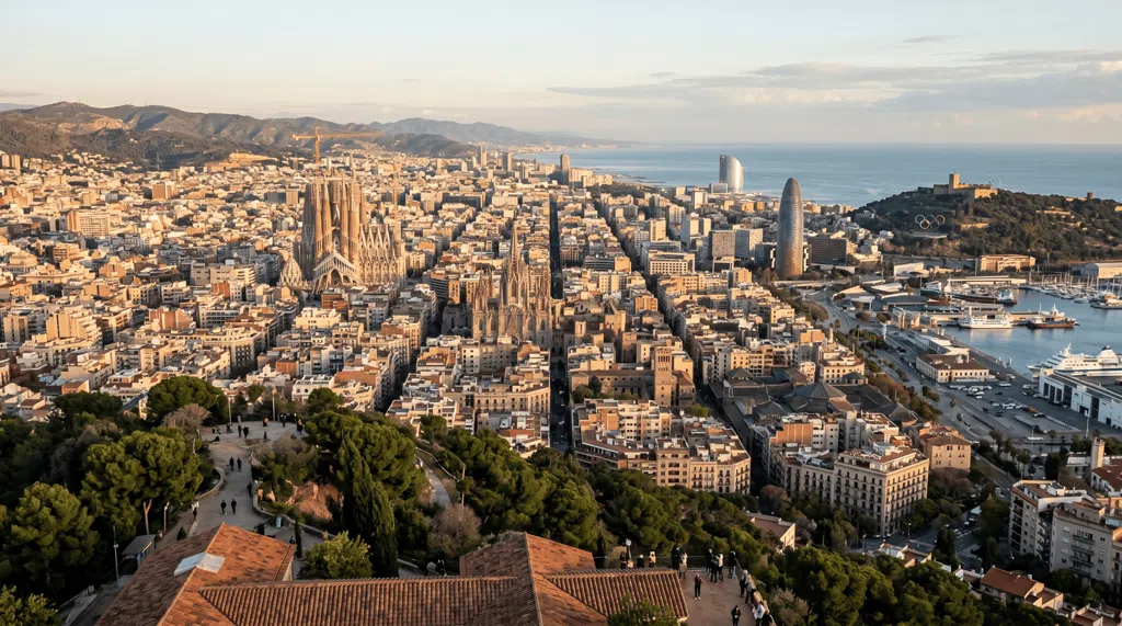 Establishing scene of Barcelona