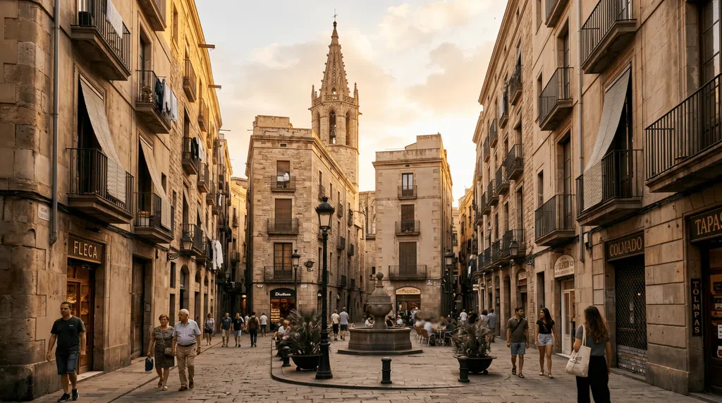 Establishing scene of Barcelona
